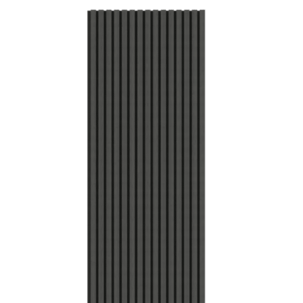 Full view of the Black Acoustic Wood Wall Panel Thin Slat Series 1, available in 240cm and 300cm sizes