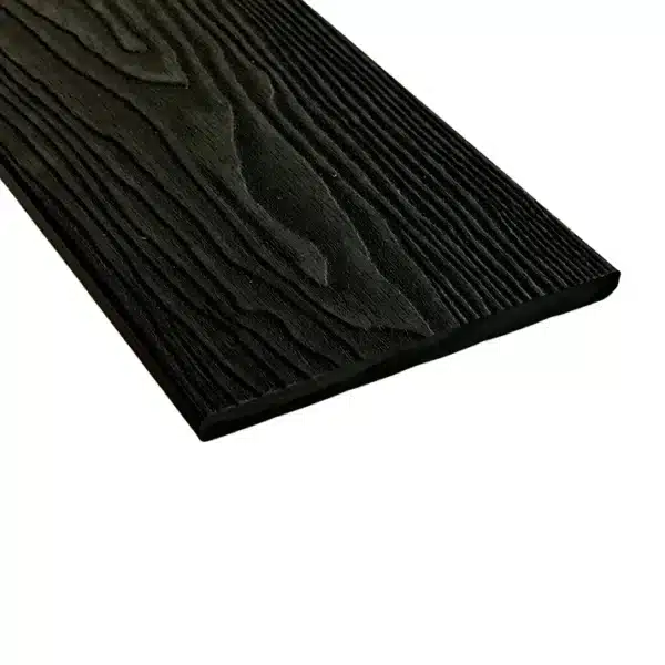 Black composite woodgrain fascia board with a sleek and modern wood-effect finish