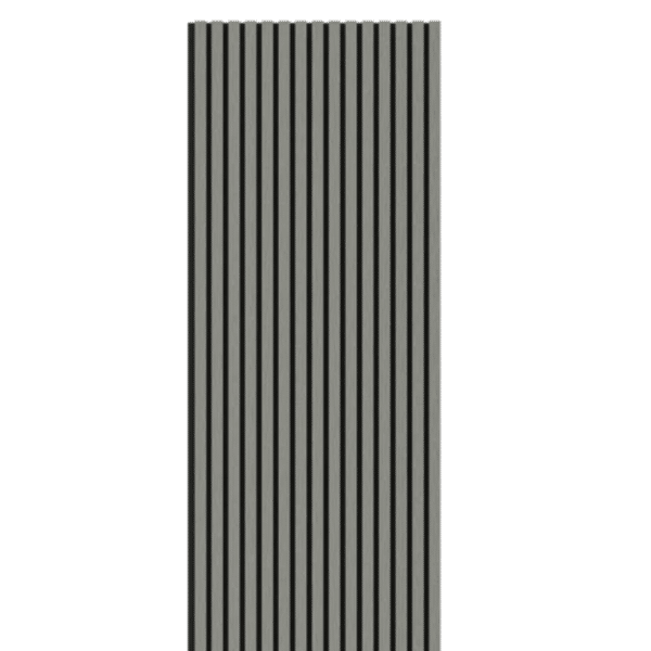 Full view of the Grey Acoustic Wood Wall Panel Thin Slat Series 1, available in 240cm and 300cm sizes