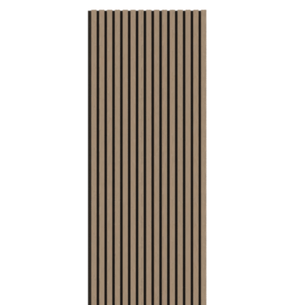 Full view of the Walnut Acoustic Wood Wall Panel Thin Slat Series 1, available in 240cm and 300cm sizes